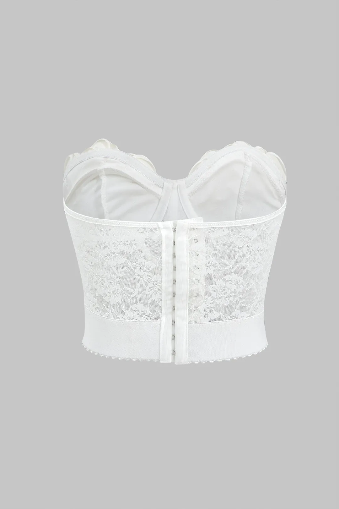 3D Floral Decor Lace Patchwork Strapless Tube Top sold by Micas product image thumbnail 2