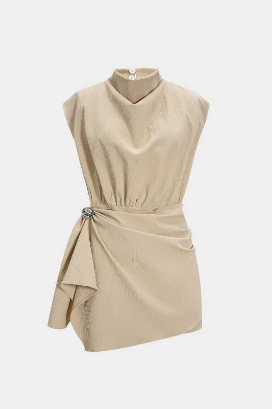Metallic Decor Ruched Sleeveless Romper sold by Micas