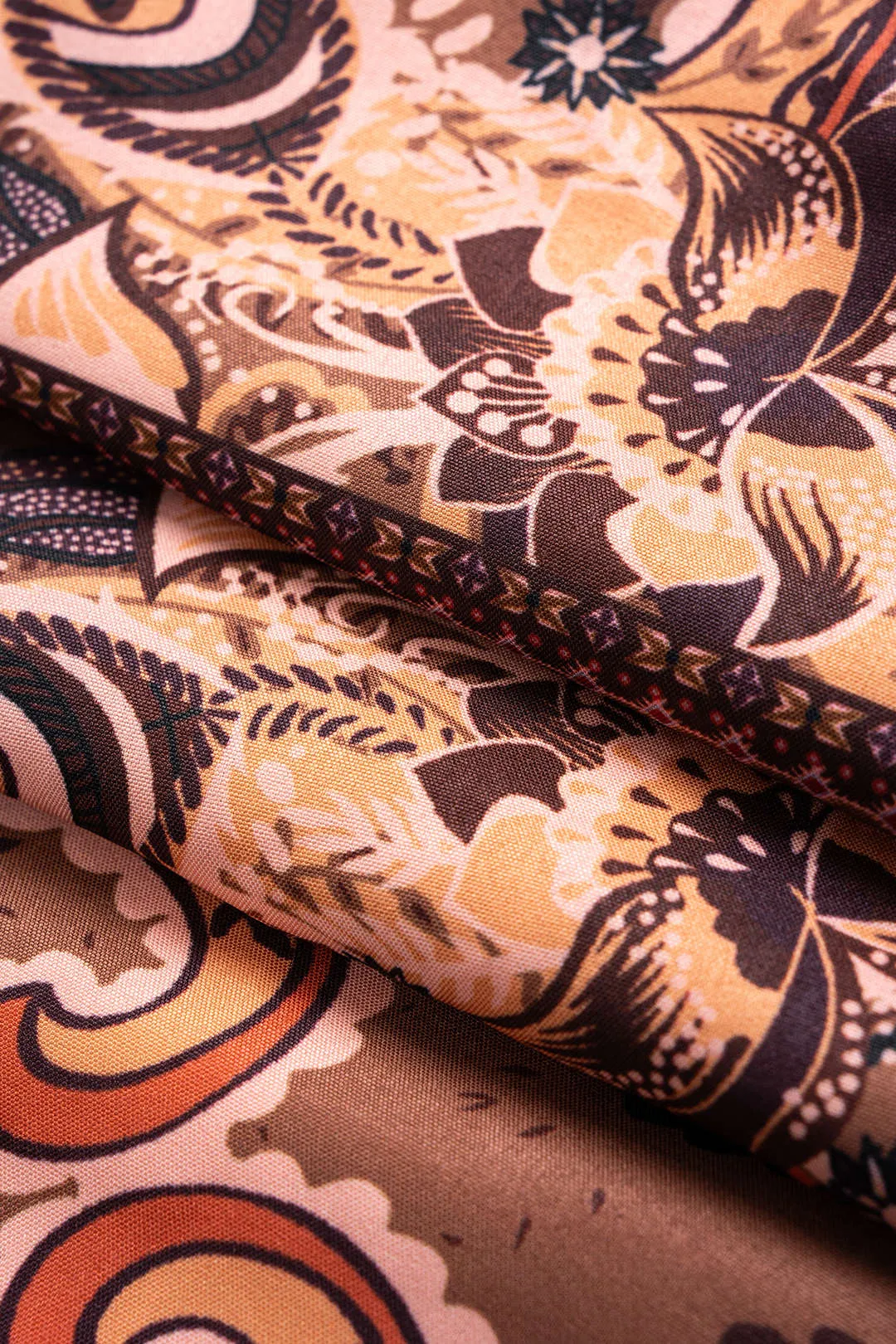 Bohemian Print Satin Fringe Trim Strapless Sleeveless Midi Dress sold by Micas product image thumbnail 3