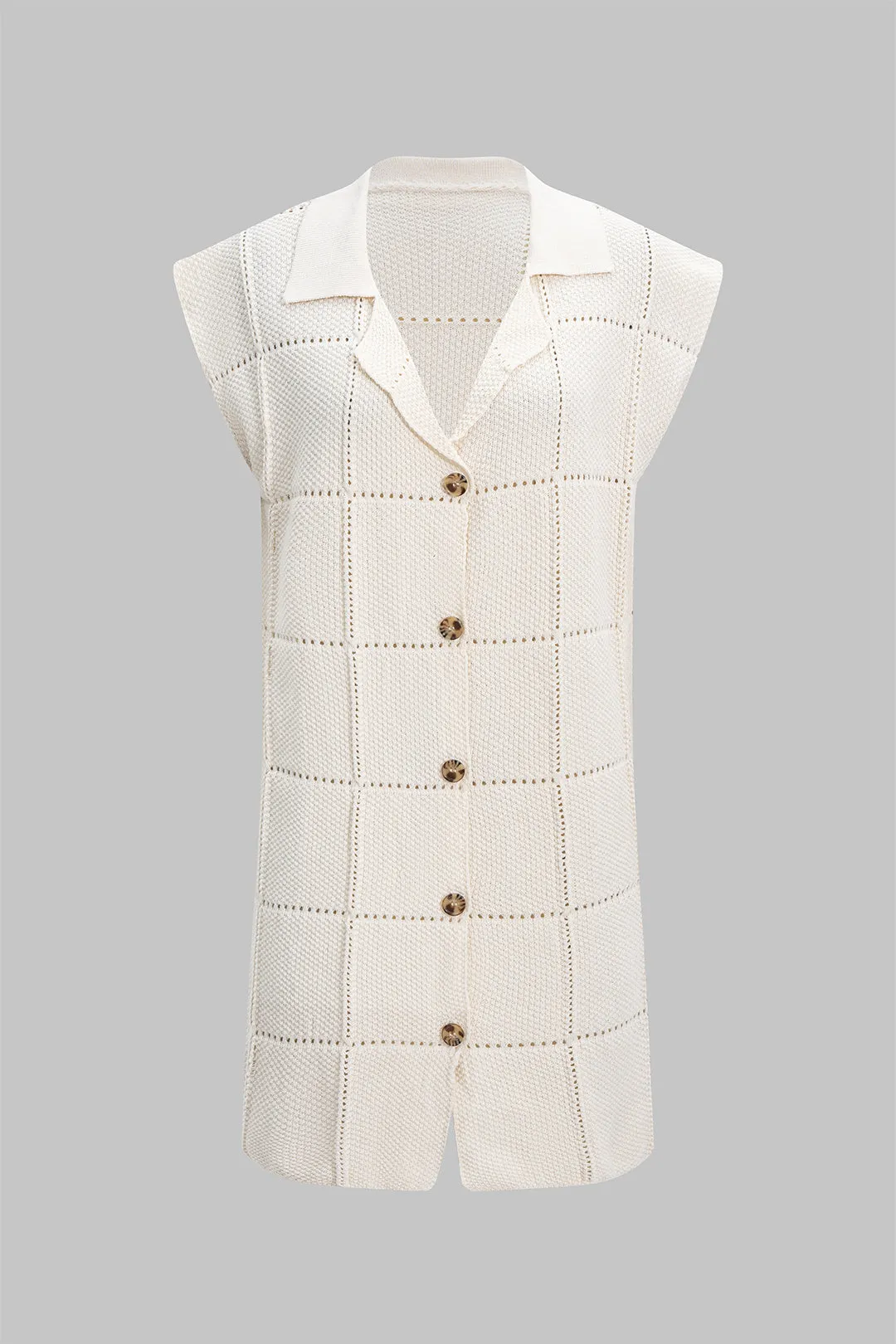 Button Lapel Short-Sleeve Midi Dress sold by Micas