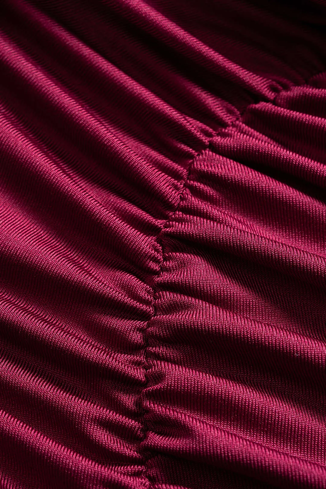 Mesh Patchwork Ruched Asymmetrical Shoulder Long Sleeve Maxi Dress sold by Micas product image thumbnail 4