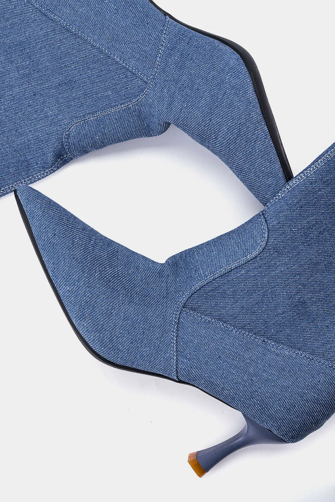 Denim Zipper Pointed Mid Calf Boots sold by Micas product image thumbnail 5