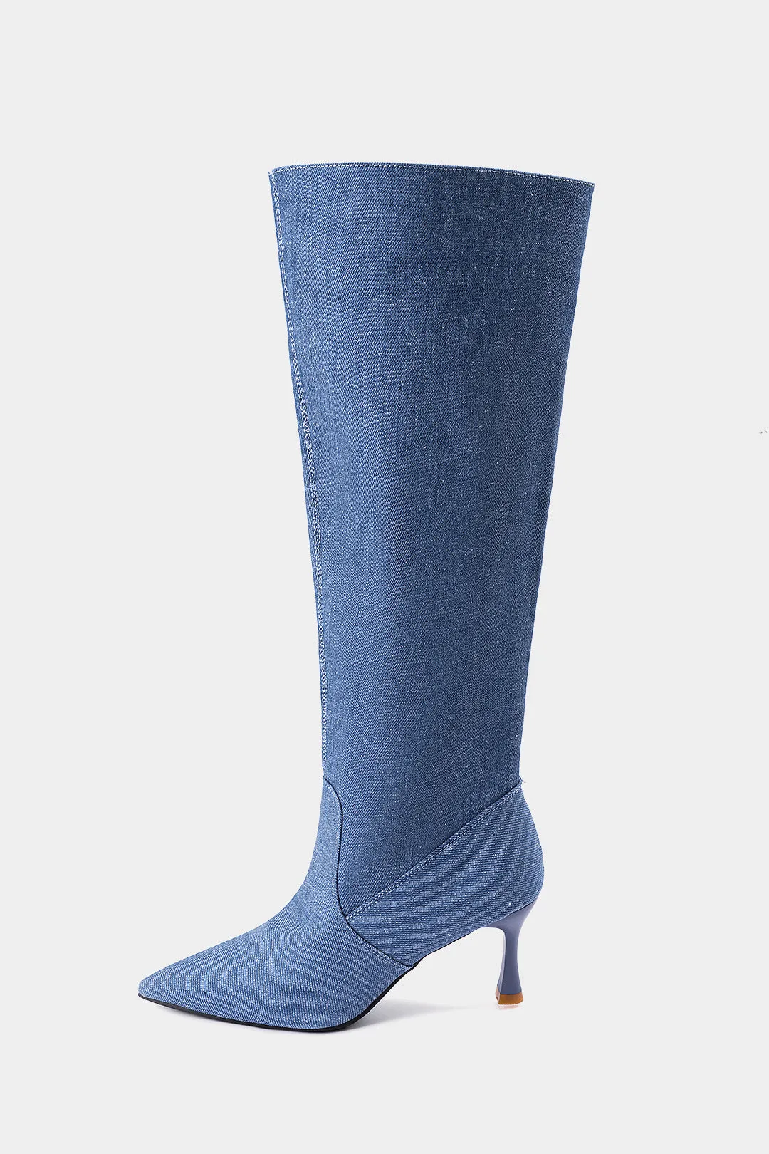 Denim Zipper Pointed Mid Calf Boots sold by Micas product image thumbnail 3