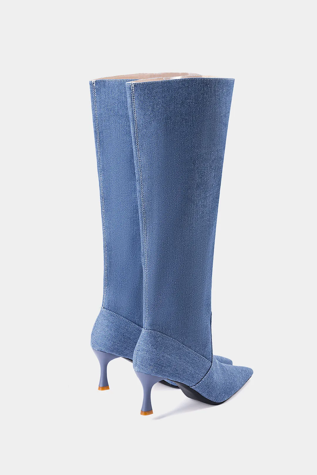 Denim Zipper Pointed Mid Calf Boots sold by Micas product image thumbnail 2