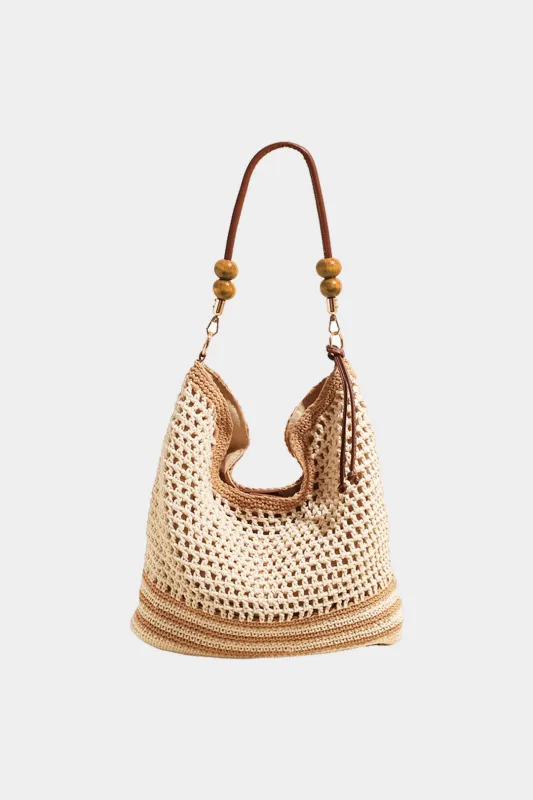 Woven Hollow Beaded Tote Shoulder Bag sold by Micas