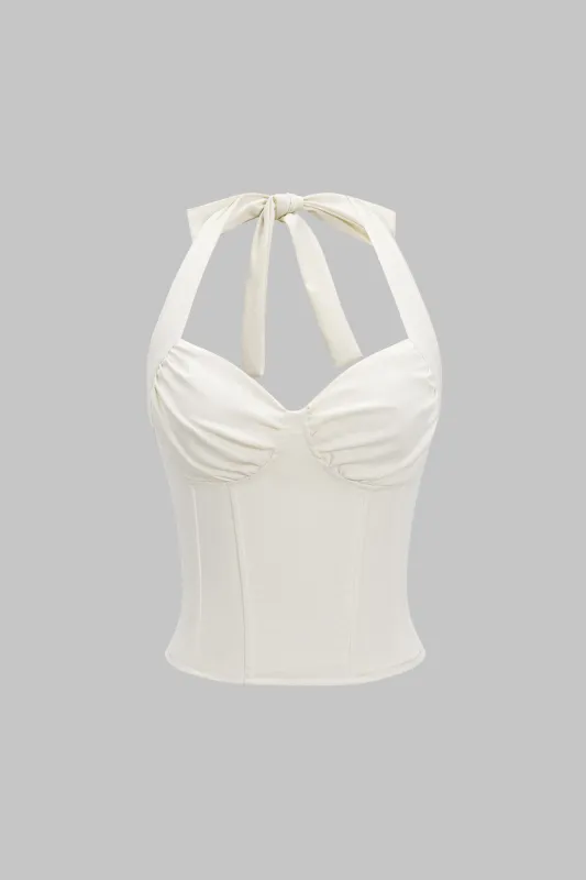 Ruched Tie-Up Corset Waist Cami Top sold by Micas