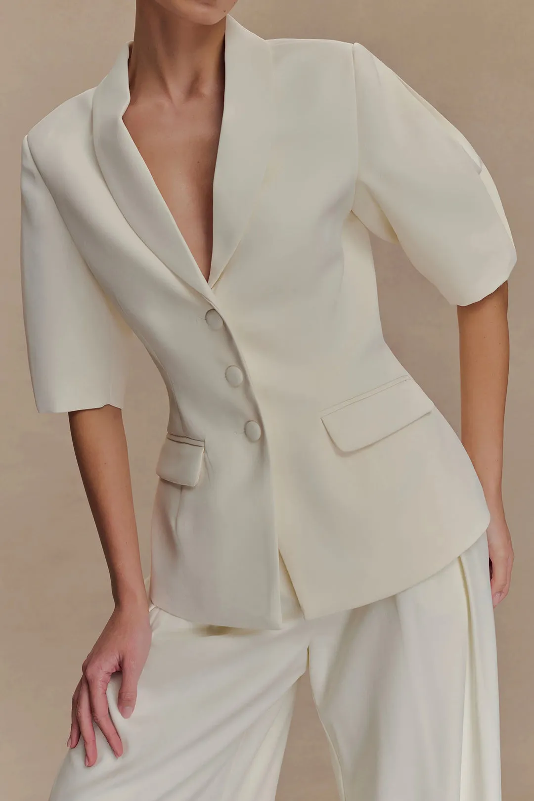 Button V-Neck Pocket Blazer sold by Micas product image thumbnail 2