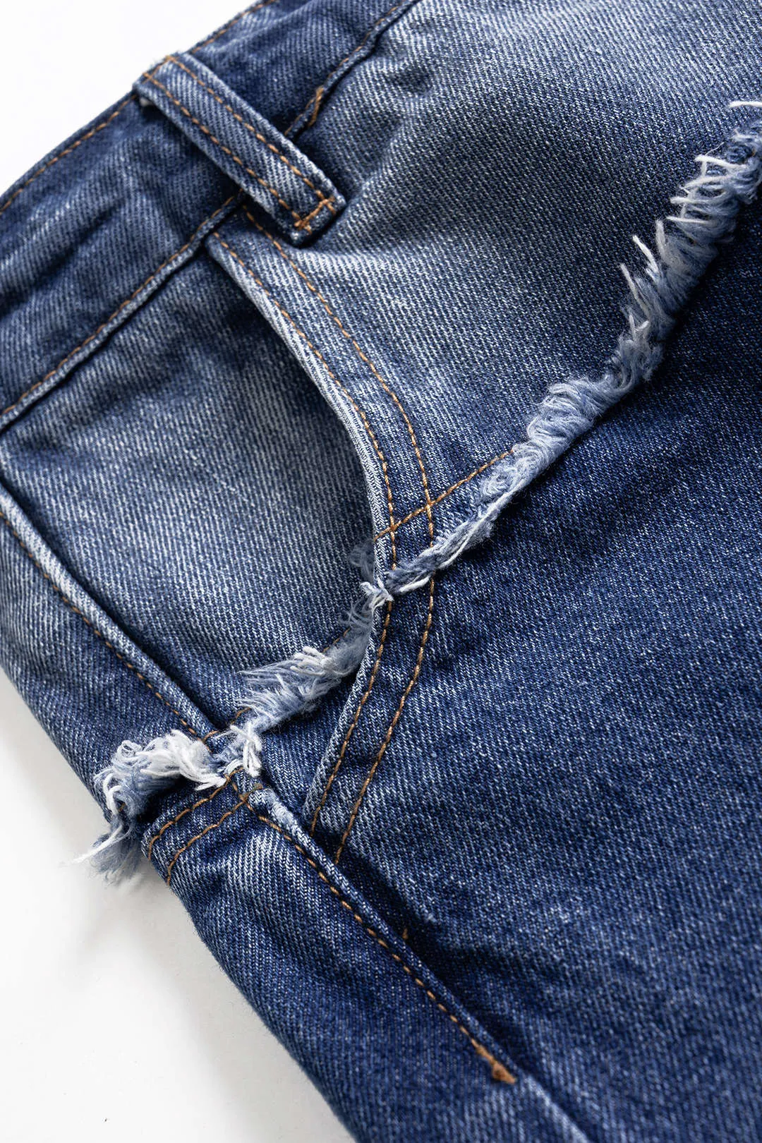 Denim Patchwork Straight Leg Jeans sold by Micas product image thumbnail 3