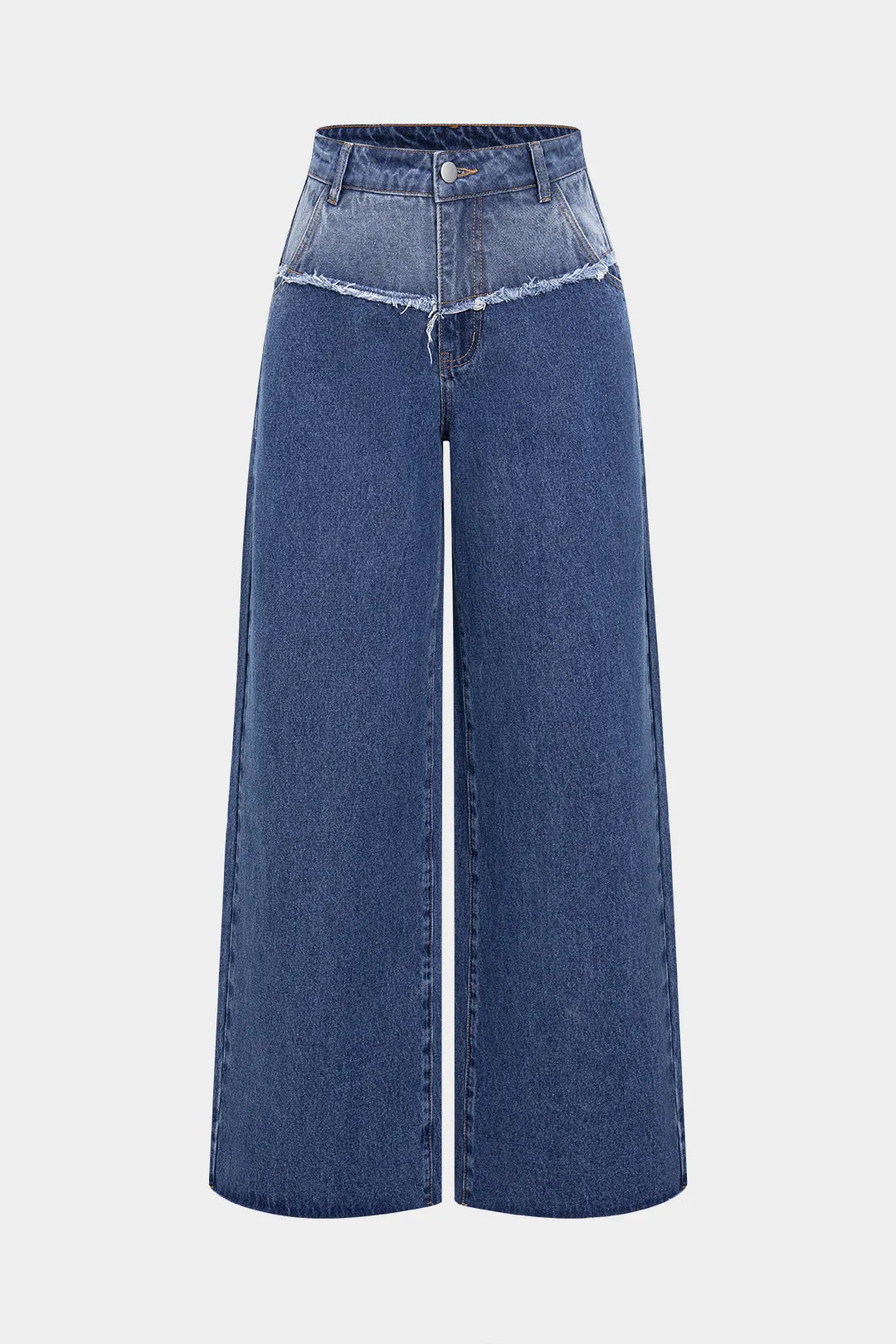 Denim Patchwork Straight Leg Jeans sold by Micas