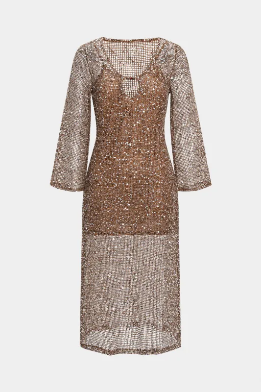Sequin Cut Out Long Sleeve Maxi Dress sold by Micas