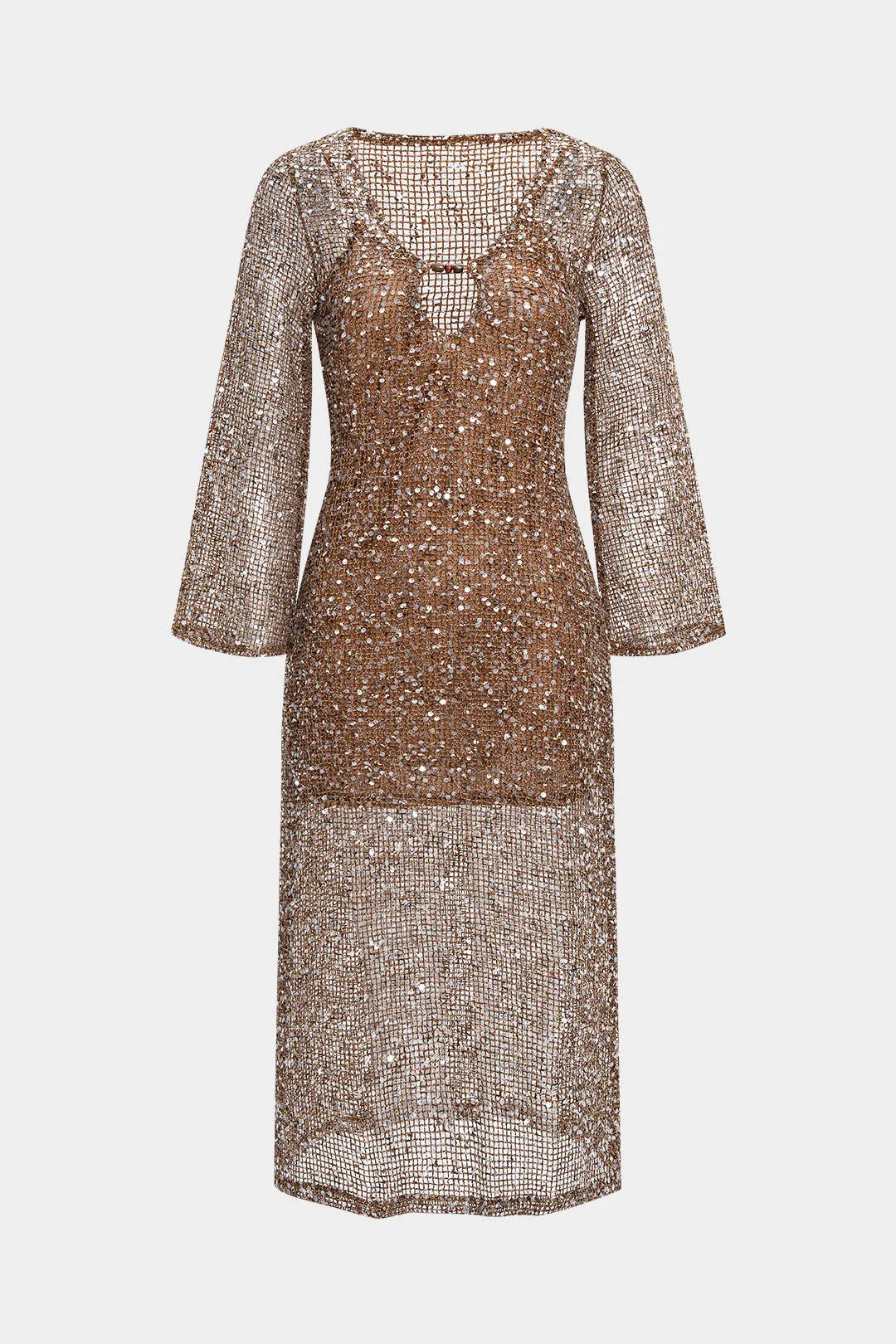 Sequin Cut Out Long Sleeve Maxi Dress sold by Micas