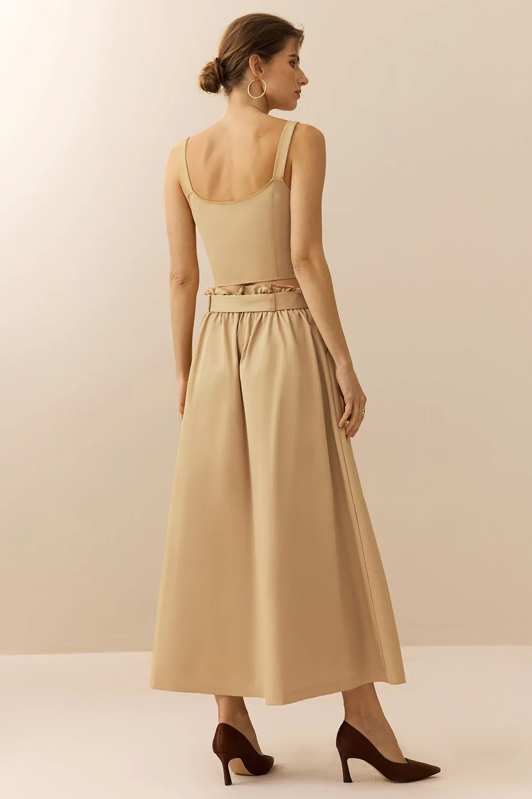 Ruched Cami Top And Belted Pleated Skirt Set sold by Micas product image thumbnail 4