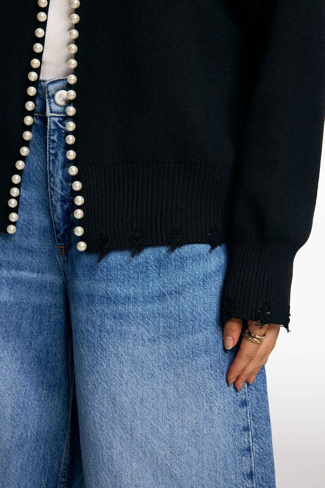 Knit Pearl Long Sleeve Cardigan sold by Micas product image thumbnail 3