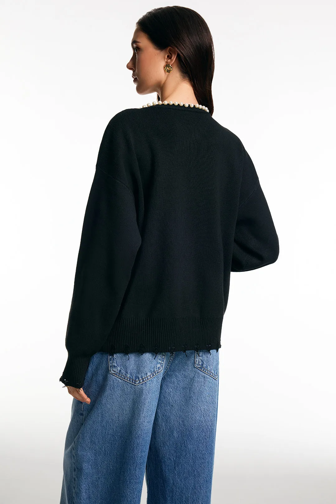 Knit Pearl Long Sleeve Cardigan sold by Micas product image thumbnail 4