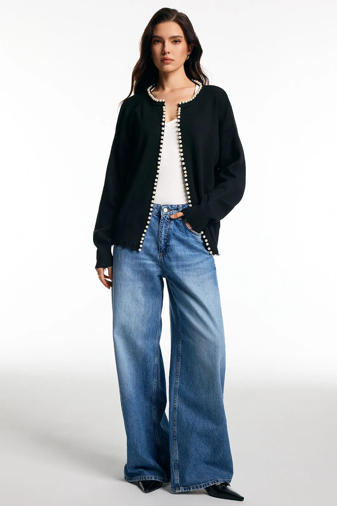 Knit Pearl Long Sleeve Cardigan sold by Micas product image thumbnail 2