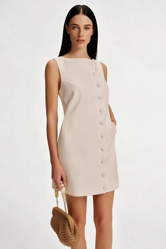 Linen Button Pocket Sleeveless Mini Dress sold by Micas