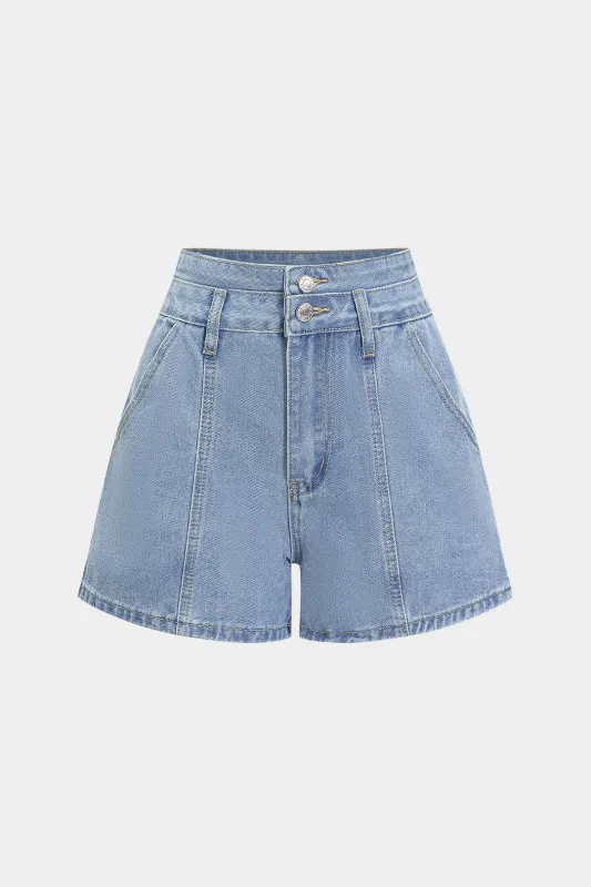 Denim High Waist Wide Leg Jorts sold by Micas