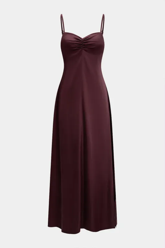 Satin Ruched Sleeveless Maxi Dress sold by Micas