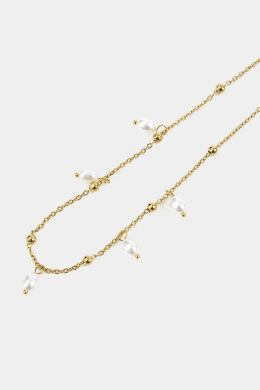 Metallic Pearl Pendant Necklace sold by Micas