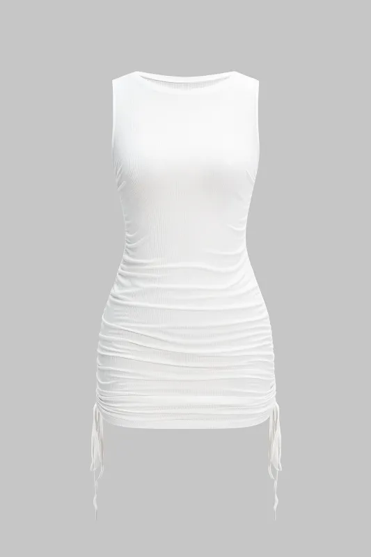 Ruched Drawstring Tank Sleeveless Mini Dress sold by Micas