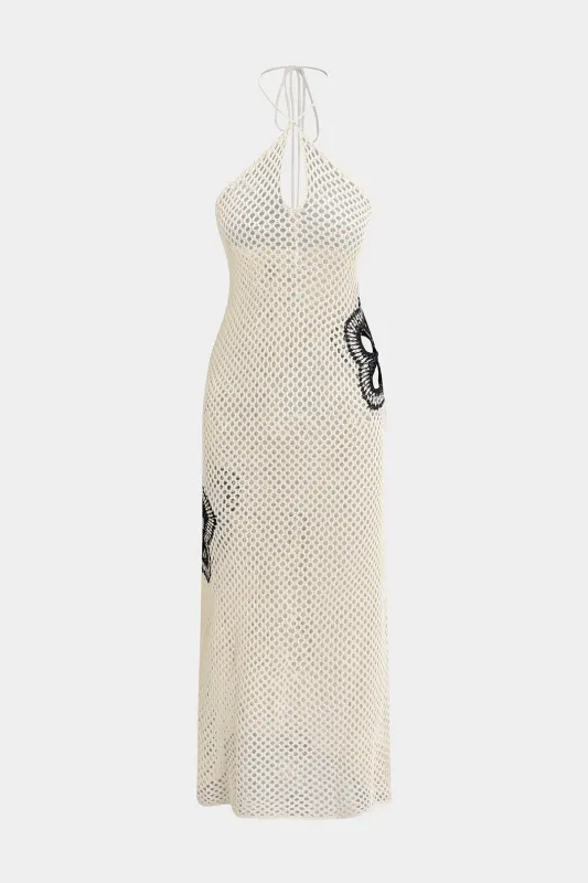 Knit Halter Neck Cut Out Tie Back Sleeveless Backless  Dress sold by Micas