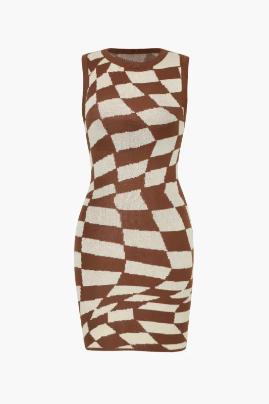 Checkerboard Sleeveless Sweater Dress sold by Micas