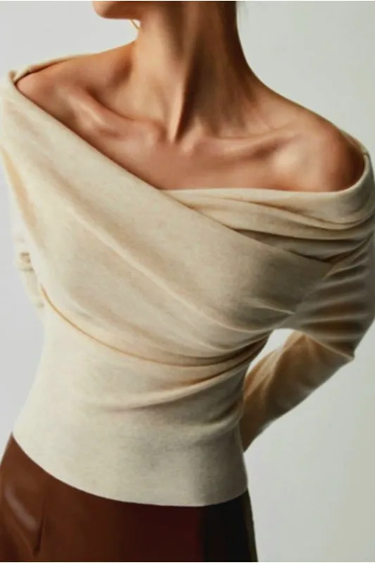 Ruched Off Shoulder Long-Sleeve Top sold by Micas