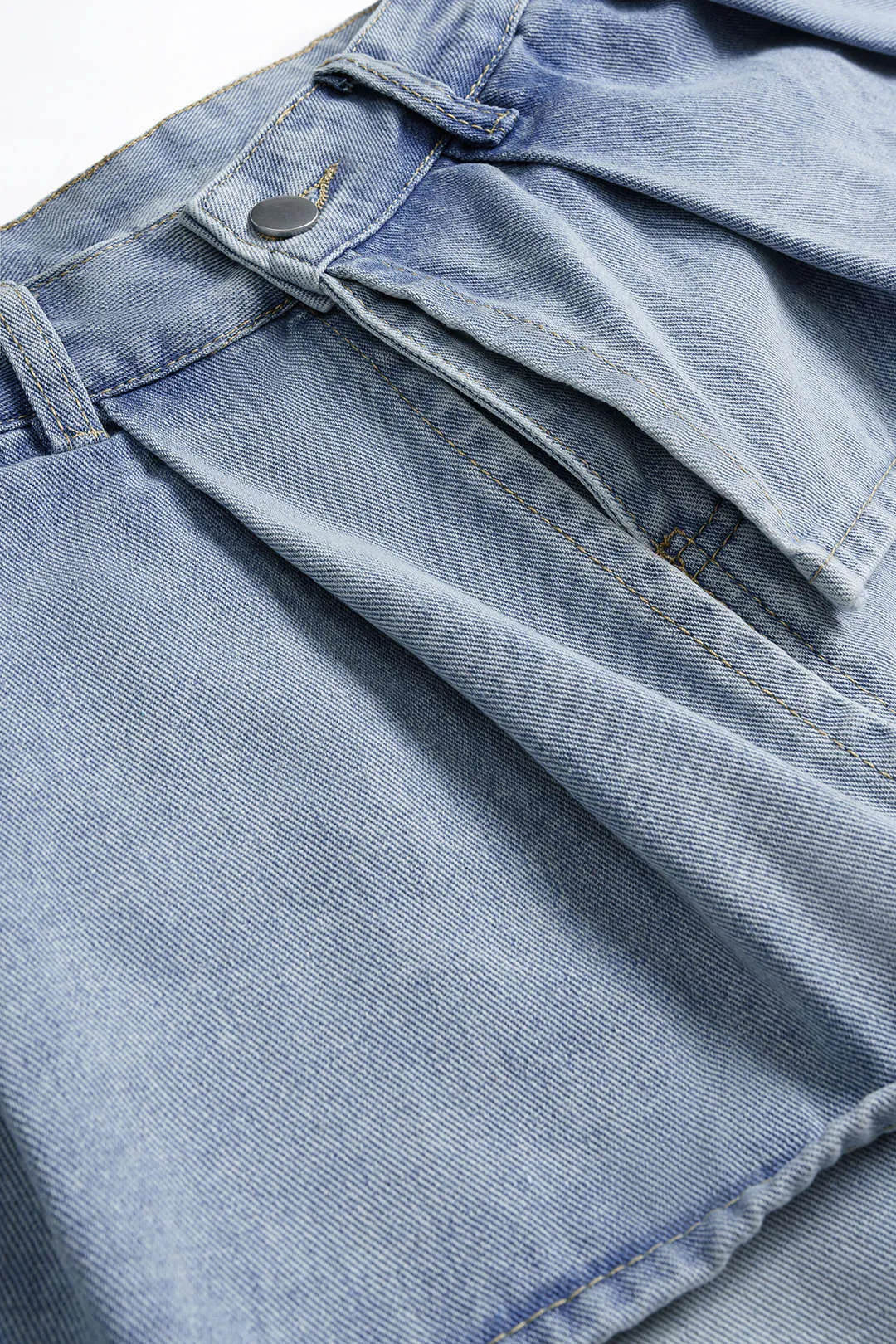 Denim Ruffle Pocket Straight Leg Trousers sold by Micas product image thumbnail 3