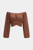 Off Shoulder Crossed Ruched Long-Sleeve Tube Top sold by Micas