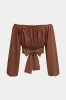 Off Shoulder Crossed Ruched Long-Sleeve Tube Top sold by Micas