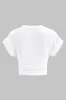 Ruched V-Neck Twist Knot Short Sleeve T-Shirt sold by Micas