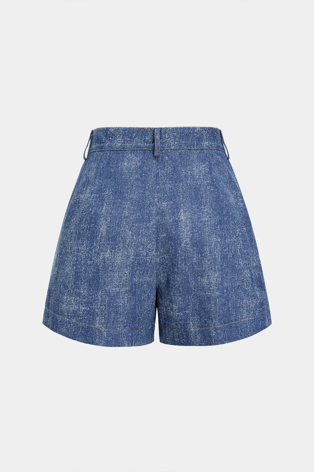 Denim Ruched Gigot Sleeve Belted Split-Set Bottom sold by Micas product image thumbnail 2