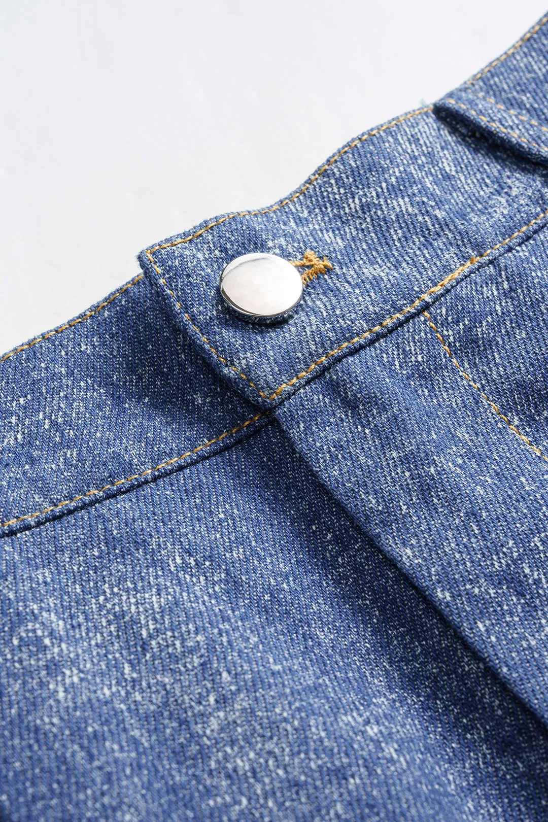 Denim Ruched Gigot Sleeve Belted Split-Set Bottom sold by Micas product image thumbnail 3