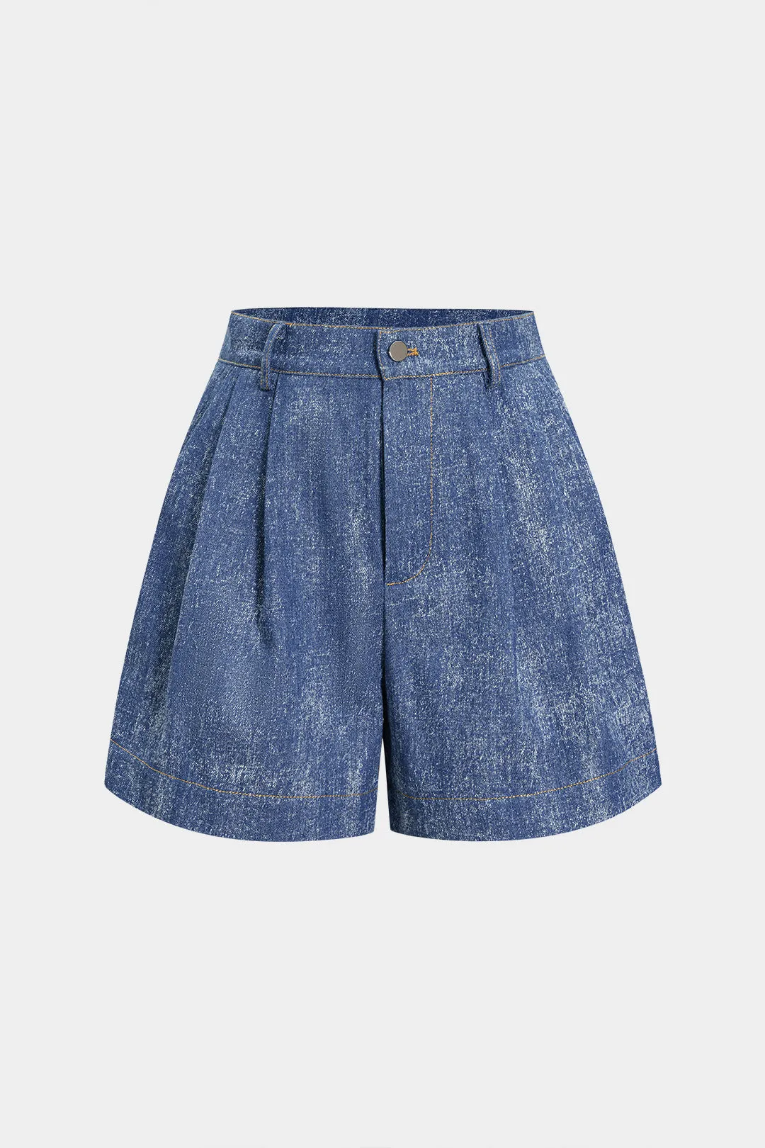 Denim Ruched Gigot Sleeve Belted Split-Set Bottom sold by Micas