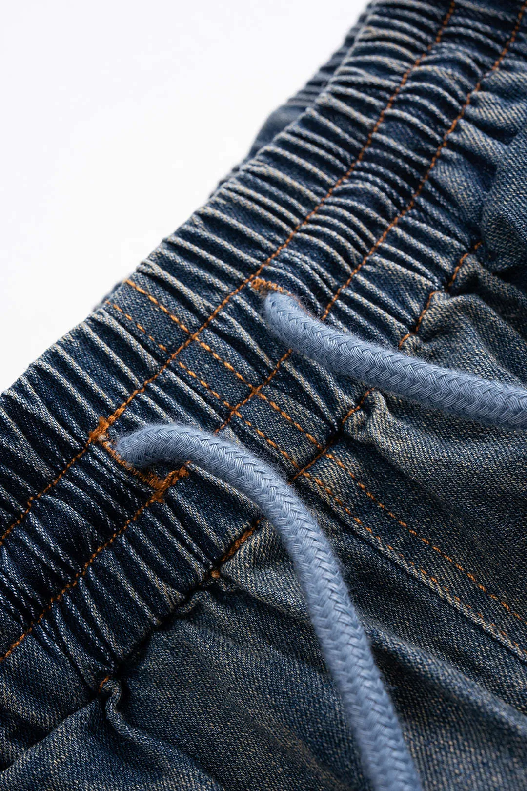 Denim Patchwork Drawstring Wide Leg Shorts sold by Micas product image thumbnail 3