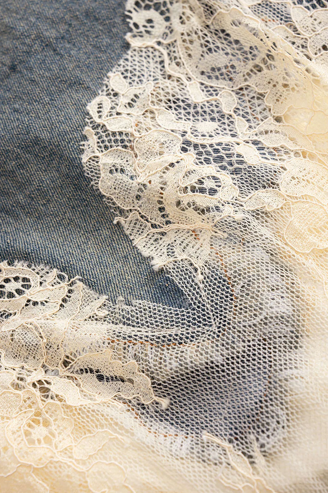 Denim Patchwork Drawstring Wide Leg Shorts sold by Micas product image thumbnail 4