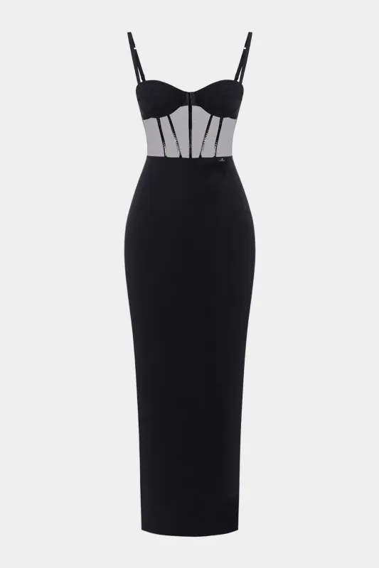 Mesh Patchwork Slip Sleeveless Maxi Dress sold by Micas