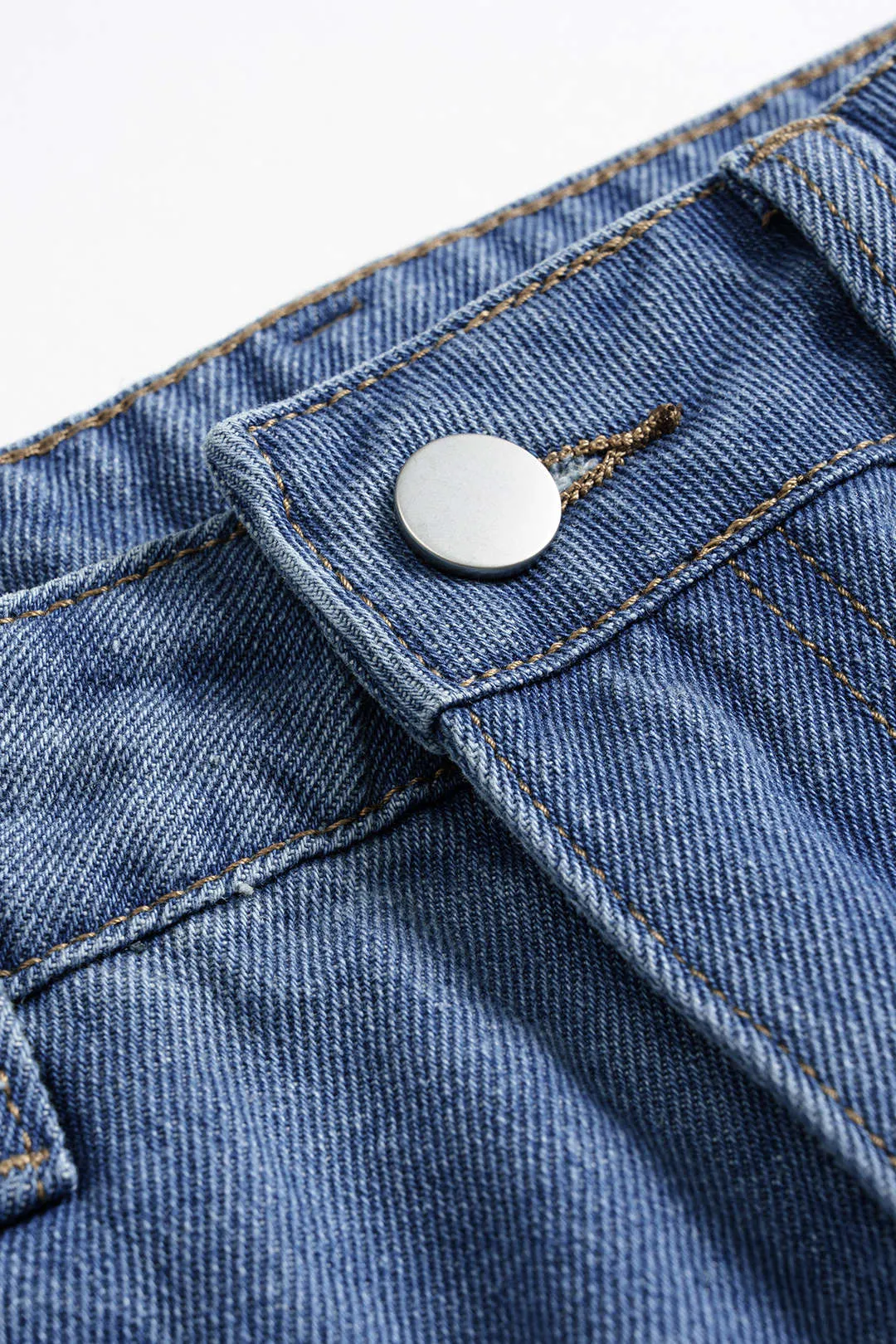 Faux Leather Patchwork Denim Skirt sold by Micas product image thumbnail 3