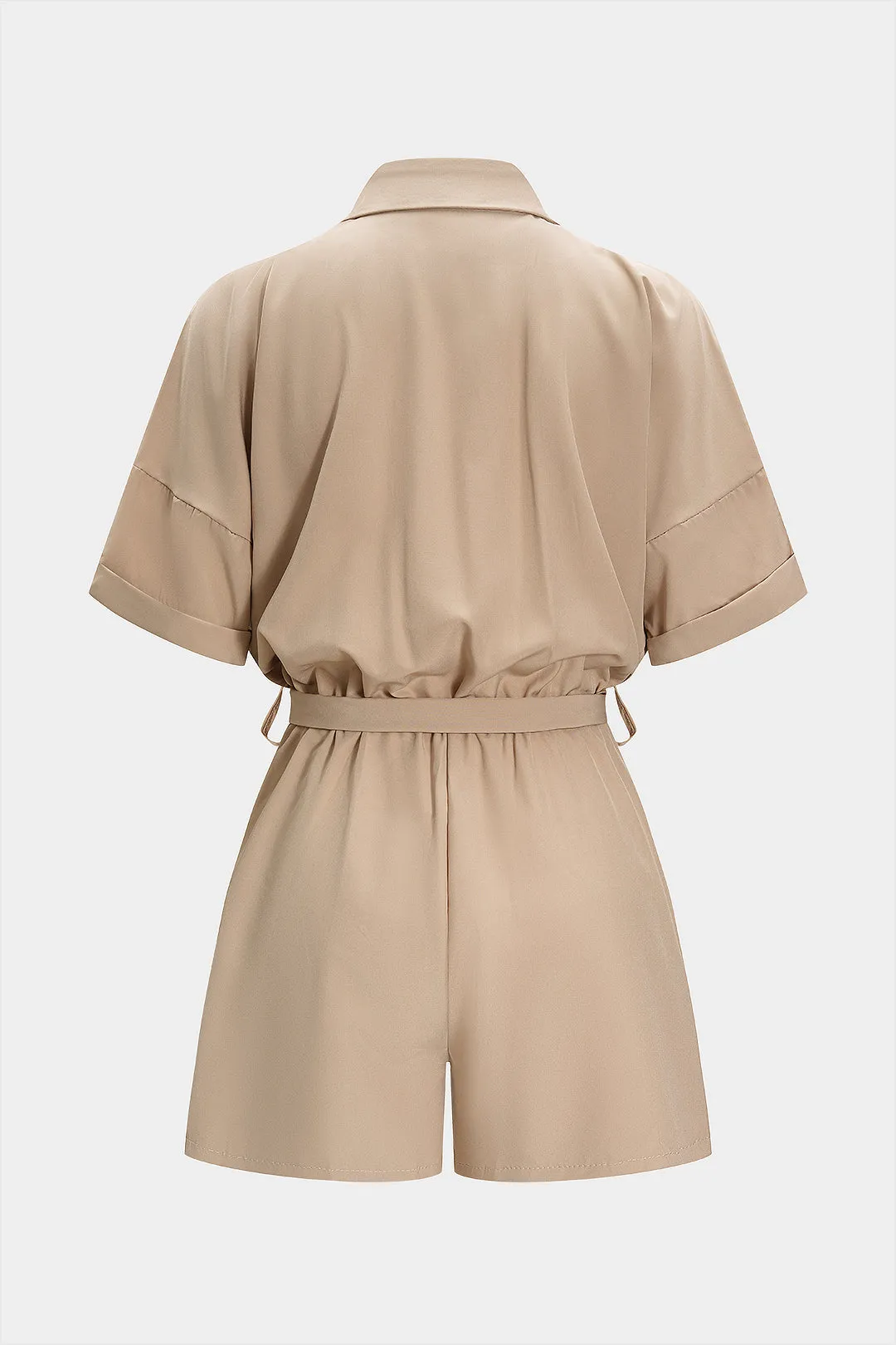 Tie-Up Lapel Belted Short Sleeve Jumpsuit sold by Micas product image thumbnail 2