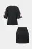 Contrast Stripes Print Short-Sleeve Shirt And Mini Skirt Set sold by Micas