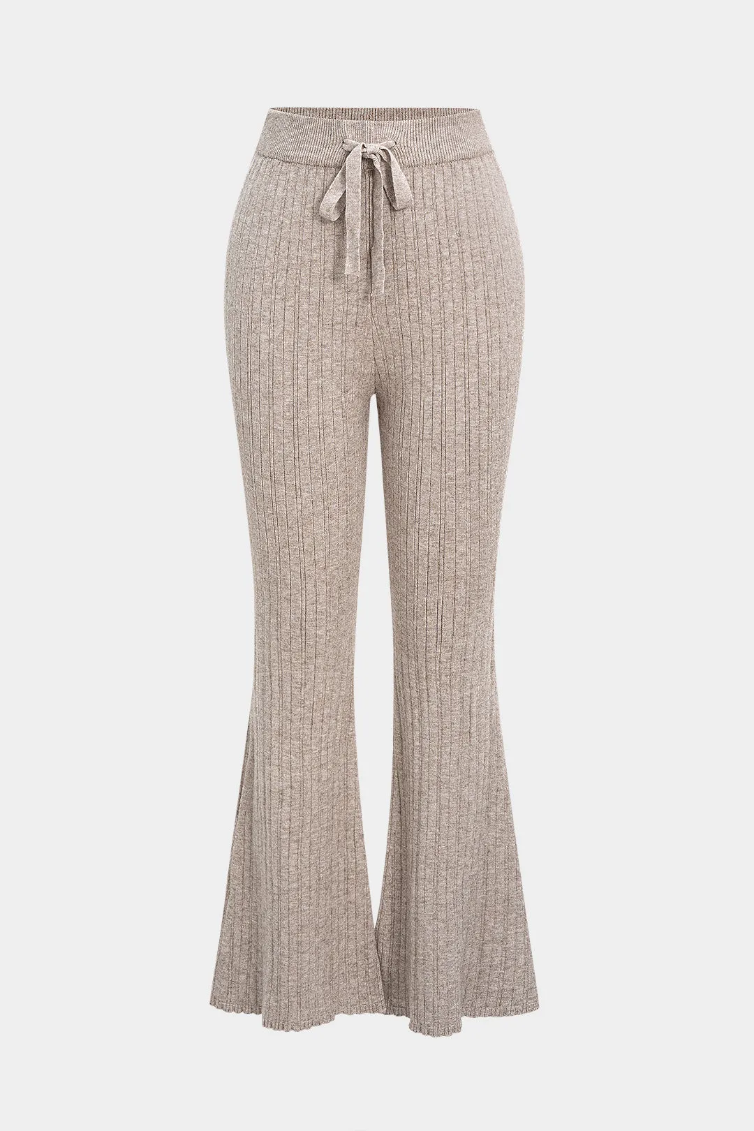 Knit Tie-Up High Waist Flared Trousers sold by Micas