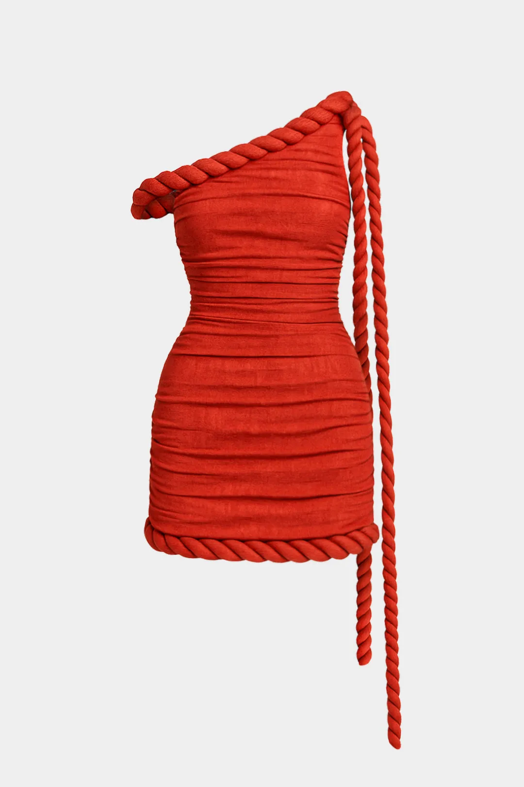 Ruched Asymmetrical Twist Knot Off Shoulder Sleeveless Mini Dress sold by Micas