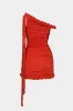 Ruched Asymmetrical Twist Knot Off Shoulder Sleeveless Mini Dress sold by Micas