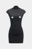 3D Floral Decor Ruched Short-Sleeve Mini Dress sold by Micas