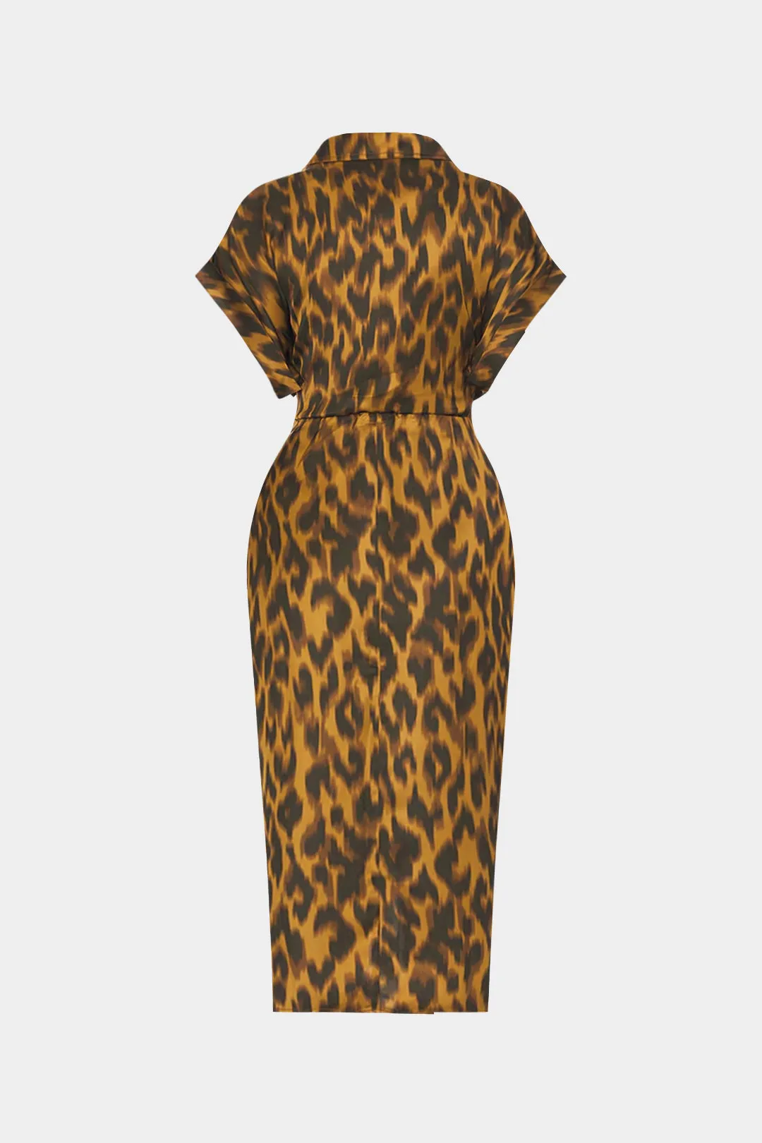 Leopard Print Tie-Up Short Sleeve Midi Dress sold by Micas product image thumbnail 2