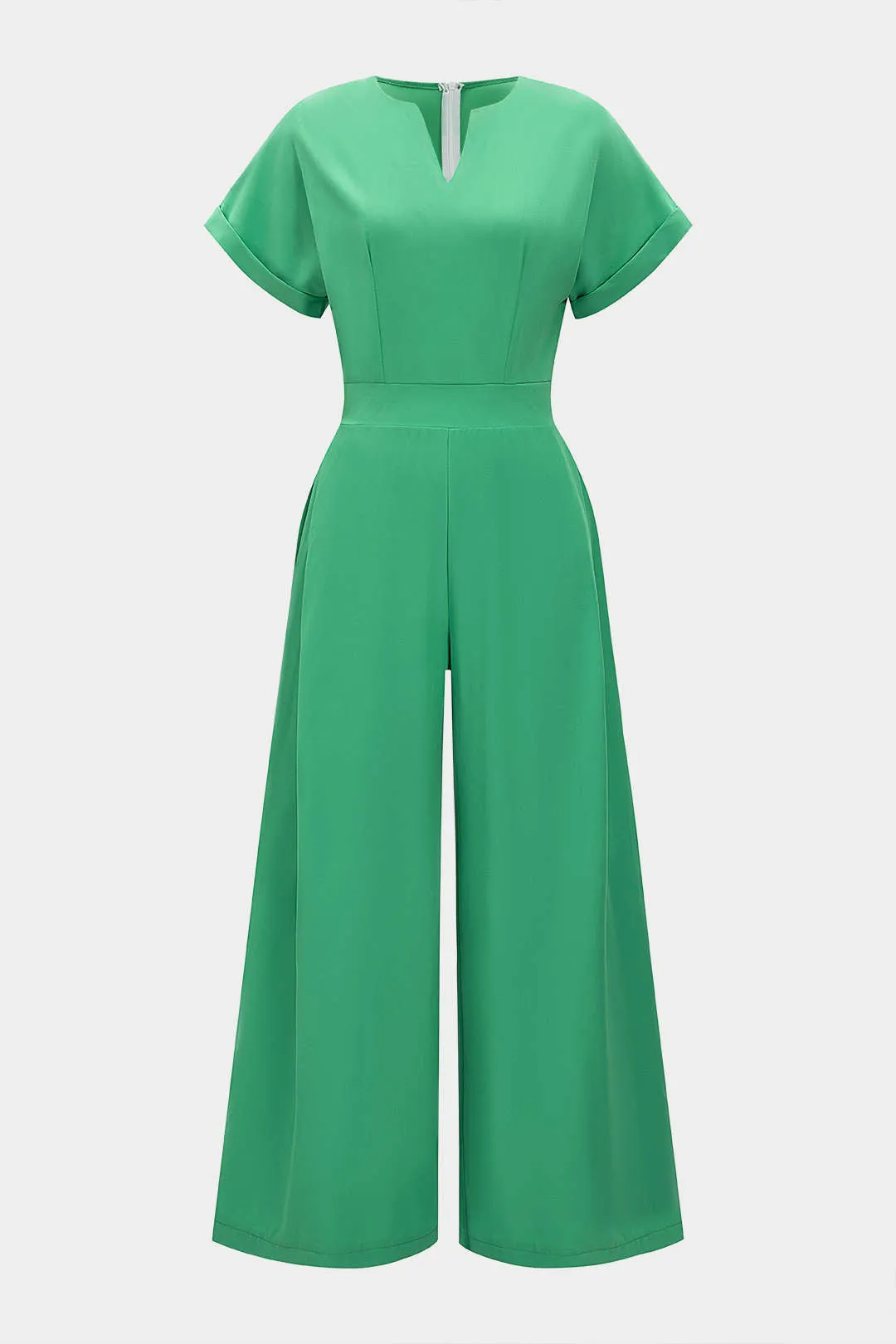 V-Neck Short Sleeve Zipper Jumpsuit sold by Micas product image thumbnail 3