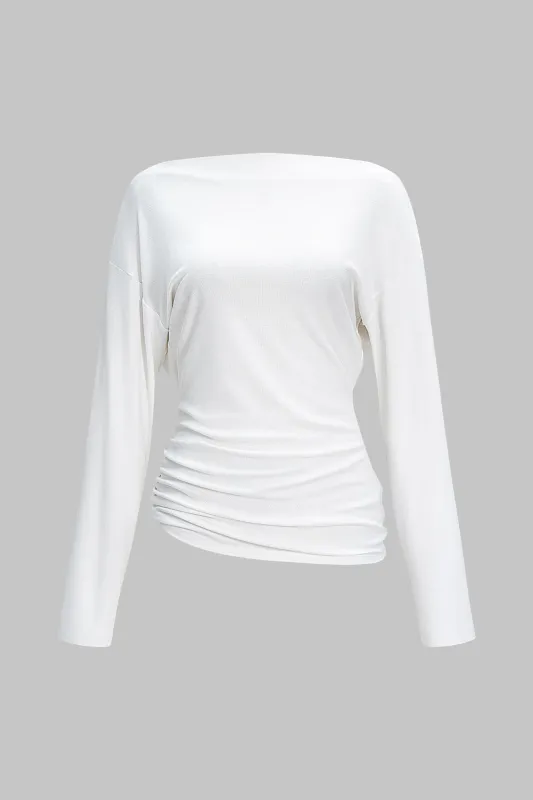 Ruched Backless Long-Sleeve Top sold by Micas