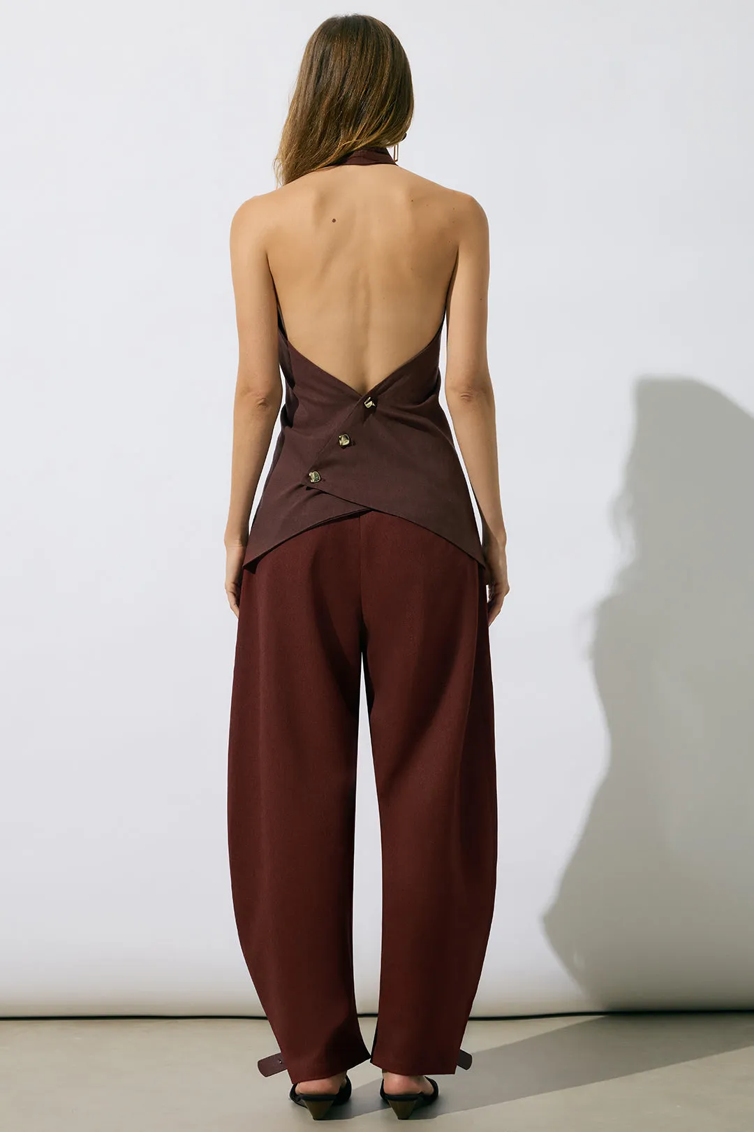 Patchwork Buckle Ruched Trousers sold by Micas product image thumbnail 3