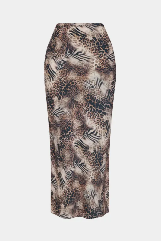 Leopard Jacquard Zipper Skirt sold by Micas