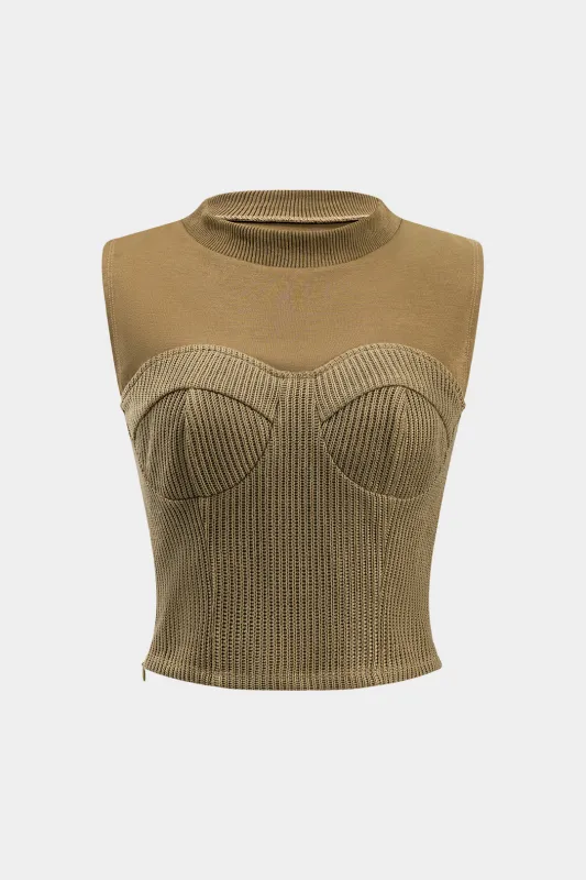 Patchwork Round Neck Tank Top sold by Micas